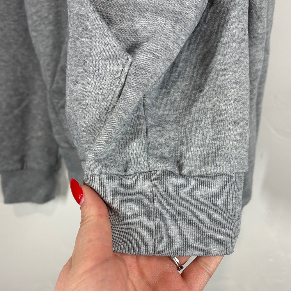 Adidas Heather Gray Hoodie with Navy Logo size 10/12 - Picture 4 of 9